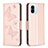 Coque Portefeuille Papillon Livre Cuir Etui Clapet B01F pour Xiaomi Poco C51 Or Rose