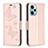 Coque Portefeuille Papillon Livre Cuir Etui Clapet B01F pour Xiaomi Poco F5 5G Or Rose