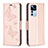 Coque Portefeuille Papillon Livre Cuir Etui Clapet B01F pour Xiaomi Redmi K50 Ultra 5G Or Rose