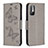 Coque Portefeuille Papillon Livre Cuir Etui Clapet B01F pour Xiaomi Redmi Note 10T 5G Gris