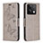 Coque Portefeuille Papillon Livre Cuir Etui Clapet B01F pour Xiaomi Redmi Note 13 5G Gris