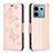 Coque Portefeuille Papillon Livre Cuir Etui Clapet B01F pour Xiaomi Redmi Note 13 Pro 5G Or Rose