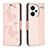 Coque Portefeuille Papillon Livre Cuir Etui Clapet B01F pour Xiaomi Redmi Note 13 Pro+ Plus 5G Or Rose