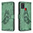 Coque Portefeuille Papillon Livre Cuir Etui Clapet B02F pour Samsung Galaxy A21s Vert