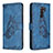 Coque Portefeuille Papillon Livre Cuir Etui Clapet B02F pour Xiaomi Redmi 9 Prime India Bleu