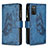 Coque Portefeuille Papillon Livre Cuir Etui Clapet B03F pour Samsung Galaxy A02s Bleu