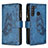 Coque Portefeuille Papillon Livre Cuir Etui Clapet B03F pour Samsung Galaxy A21 Bleu