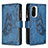 Coque Portefeuille Papillon Livre Cuir Etui Clapet B03F pour Xiaomi Redmi K40 5G Bleu