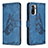 Coque Portefeuille Papillon Livre Cuir Etui Clapet B03F pour Xiaomi Redmi Note 10 4G Bleu