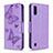 Coque Portefeuille Papillon Livre Cuir Etui Clapet B13F pour Samsung Galaxy A01 SM-A015 Violet Clair