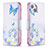 Coque Portefeuille Papillon Livre Cuir Etui Clapet L01 pour Apple iPhone 15 Bleu