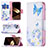 Coque Portefeuille Papillon Livre Cuir Etui Clapet L01 pour Apple iPhone 15 Plus Bleu Petit