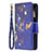 Coque Portefeuille Papillon Livre Cuir Etui Clapet L03 pour Apple iPhone 14 Plus Bleu Petit