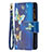 Coque Portefeuille Papillon Livre Cuir Etui Clapet L04 pour Apple iPhone 15 Plus Bleu Petit