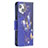 Coque Portefeuille Papillon Livre Cuir Etui Clapet L07 pour Apple iPhone 13 Bleu Royal Petit