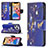 Coque Portefeuille Papillon Livre Cuir Etui Clapet L07 pour Apple iPhone 13 Pro Bleu Royal