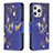 Coque Portefeuille Papillon Livre Cuir Etui Clapet L07 pour Apple iPhone 13 Pro Bleu Royal Petit