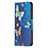 Coque Portefeuille Papillon Livre Cuir Etui Clapet L07 pour Apple iPhone 14 Pro Bleu Petit