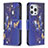 Coque Portefeuille Papillon Livre Cuir Etui Clapet L07 pour Apple iPhone 14 Pro Max Bleu Royal Petit