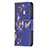 Coque Portefeuille Papillon Livre Cuir Etui Clapet L07 pour Apple iPhone 14 Pro Max Bleu Royal Petit