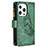 Coque Portefeuille Papillon Livre Cuir Etui Clapet L08 pour Apple iPhone 13 Pro Max Vert Petit