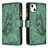 Coque Portefeuille Papillon Livre Cuir Etui Clapet L08 pour Apple iPhone 13 Vert