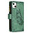 Coque Portefeuille Papillon Livre Cuir Etui Clapet L08 pour Apple iPhone 13 Vert Petit