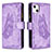 Coque Portefeuille Papillon Livre Cuir Etui Clapet L08 pour Apple iPhone 13 Violet