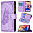 Coque Portefeuille Papillon Livre Cuir Etui Clapet L08 pour Apple iPhone 13 Violet Petit