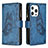 Coque Portefeuille Papillon Livre Cuir Etui Clapet L08 pour Apple iPhone 14 Pro Bleu