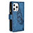 Coque Portefeuille Papillon Livre Cuir Etui Clapet L08 pour Apple iPhone 14 Pro Bleu Petit