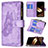 Coque Portefeuille Papillon Livre Cuir Etui Clapet L08 pour Apple iPhone 14 Pro Max Violet Petit