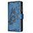 Coque Portefeuille Papillon Livre Cuir Etui Clapet L08 pour Apple iPhone 15 Bleu Petit