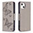 Coque Portefeuille Papillon Livre Cuir Etui Clapet L09 pour Apple iPhone 13 Gris