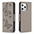 Coque Portefeuille Papillon Livre Cuir Etui Clapet L09 pour Apple iPhone 13 Pro Gris Fonce