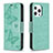 Coque Portefeuille Papillon Livre Cuir Etui Clapet L09 pour Apple iPhone 13 Pro Max Vert