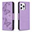 Coque Portefeuille Papillon Livre Cuir Etui Clapet L09 pour Apple iPhone 13 Pro Max Violet