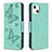 Coque Portefeuille Papillon Livre Cuir Etui Clapet L09 pour Apple iPhone 13 Vert