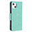 Coque Portefeuille Papillon Livre Cuir Etui Clapet L09 pour Apple iPhone 13 Vert Petit