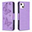 Coque Portefeuille Papillon Livre Cuir Etui Clapet L09 pour Apple iPhone 14 Plus Violet Petit