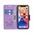 Coque Portefeuille Papillon Livre Cuir Etui Clapet L09 pour Apple iPhone 14 Plus Violet Petit