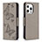 Coque Portefeuille Papillon Livre Cuir Etui Clapet L09 pour Apple iPhone 14 Pro Gris Fonce