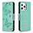 Coque Portefeuille Papillon Livre Cuir Etui Clapet L09 pour Apple iPhone 14 Pro Max Vert