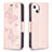 Coque Portefeuille Papillon Livre Cuir Etui Clapet L09 pour Apple iPhone 15 Plus Rose