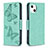 Coque Portefeuille Papillon Livre Cuir Etui Clapet L09 pour Apple iPhone 15 Plus Vert