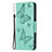 Coque Portefeuille Papillon Livre Cuir Etui Clapet L09 pour Apple iPhone 15 Plus Vert Petit