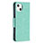 Coque Portefeuille Papillon Livre Cuir Etui Clapet L09 pour Apple iPhone 15 Plus Vert Petit