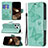 Coque Portefeuille Papillon Livre Cuir Etui Clapet L09 pour Apple iPhone 15 Pro Max Vert Petit