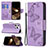 Coque Portefeuille Papillon Livre Cuir Etui Clapet L09 pour Apple iPhone 15 Pro Max Violet Petit