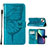 Coque Portefeuille Papillon Livre Cuir Etui Clapet L10 pour Apple iPhone 13 Bleu